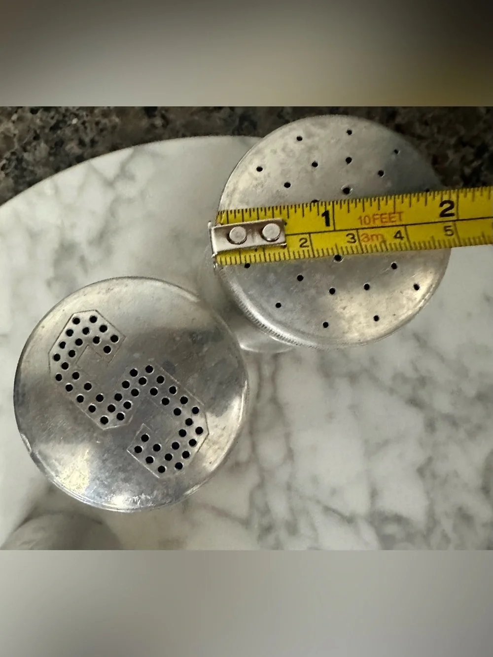 2 Sets- Vintage 1950s Rustic Aluminum Salt & Pepper and Salt & Sugar Shakers